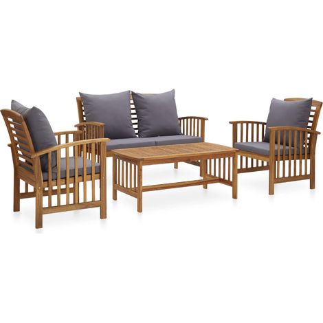 Salon de jardin 4 pcs avec coussins Bois d'acacia solide vidaXL