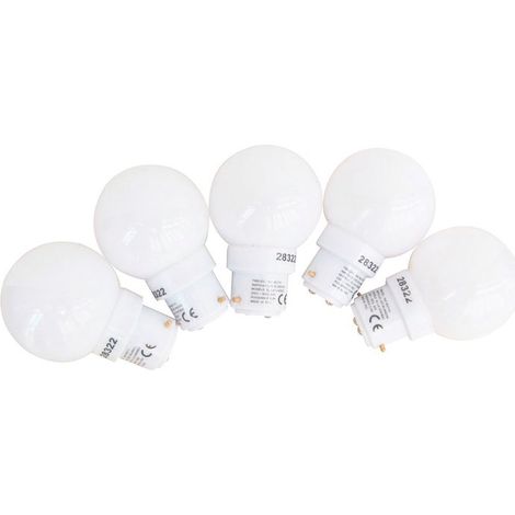 Pack de 5 Ampoules LED Sphériques 0,8W - 50LM, Plastique Haute Résistance, Idéales pour Guirlandes B22, Décoration Intérieure et Extérieure- TIBELEC
