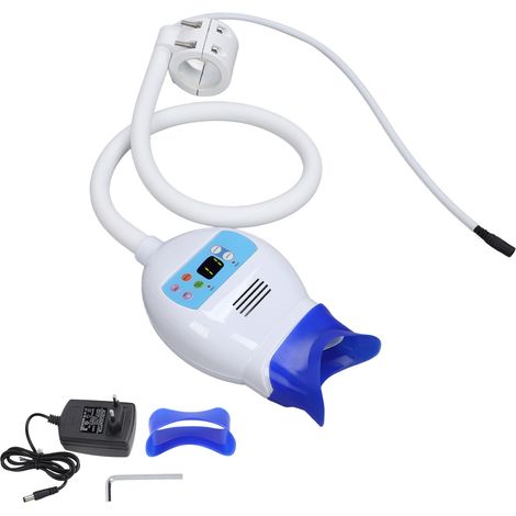 Lampe de blanchiment dentaire 8 LED lumière froide, pince colonne buccale, instruction numérique, couvre-bouche en silicone, 100-240V prise UE (1/5)