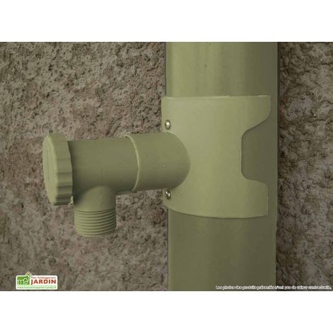 Negomix – Collecteur gouttière sable – Raccord pour cuve de récupération d'eau – Ø 80/100 mm – Sortie vanne 1' (25 mm) – Installation rapide sans couper