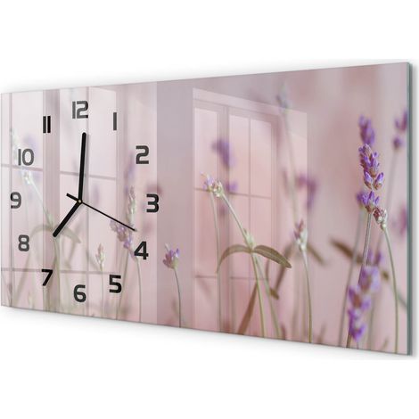 Horloge Murale Panoramique en Verre 60x30 cm Décorative Moderne Salon Cuisine Lavande (1/5)