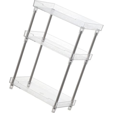Range de maquillage démontable, étagère de rangement cosmétique avec plateau acrylique transparent, pour articles de toilette salle de bain chambre 3 niveaux (1/5)