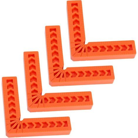 Lot de 4 équerres de positionnement à 90 degrés en plastique de type L avec pince à angle droit - Outil de menuiserie pour cadres photos - 10cm (1/5)