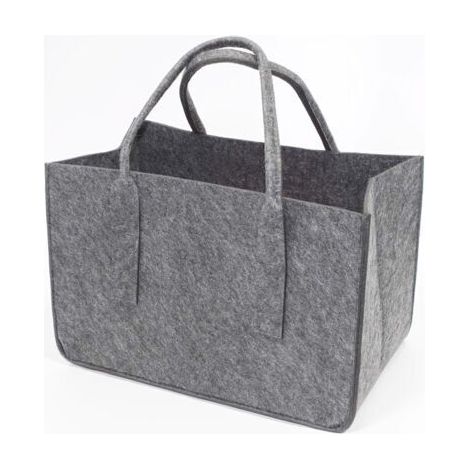 Sac de rangement en feutre, panier à bois de chauffage avec poignées, paniers de rangement en feutre, sacs ouverts multifonctionnels pliables et grands,Gris,50×25×25cm (1/4)