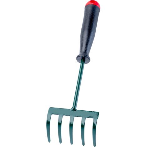 Gartenrechen, Länge 25 cm, 5 Zähne, ergonomischer Griff, leicht, geeignet zum Rechen von Schmutz (1/5)