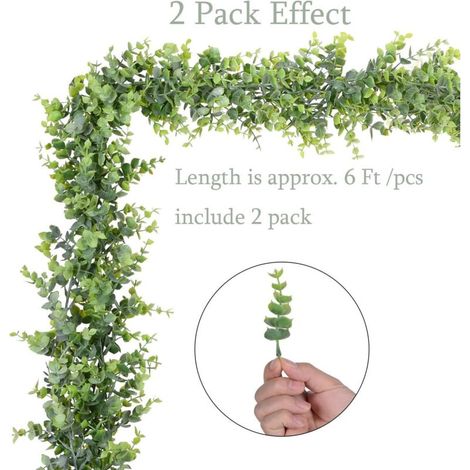 Lot de 2 guirlandes de fausses vignes d'eucalyptus artificielles, faux eucalyptus