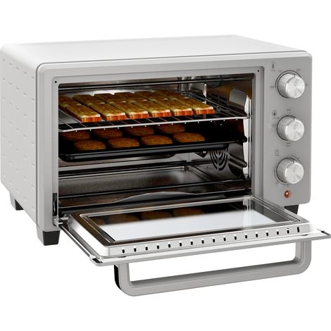Mini-four 21L 3 modes cuisson 100-230°C grille plaque inox verre argent