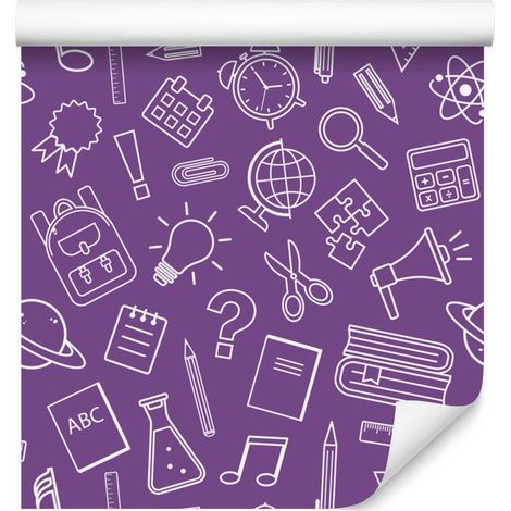 Papel pintado Material escolar morado, centro morado 50x1000 cm (1/5)
