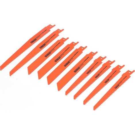 Lot de 10 lames de scie alternative en acier rapide, outil de coupe pour métal, bois et plastique, orange (1/5)