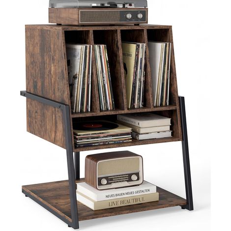 COSTWAY Mobile Porta Vinili Supporto Per Giradischi In Legno Scaffale Per Dischi Mobiletto Stereo Tavolino Laterale Contenitore Cd Espositore Lp Album Soggior (1/5)