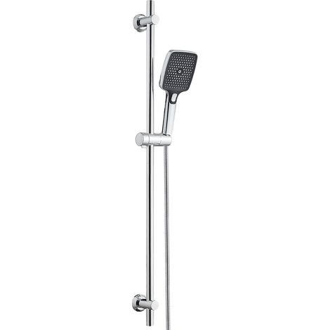 Colonne de Douche en Acier inoxydable avec Douchette à Main 3 Jets, Ensemble Barre de douche et Support de Pommeau de Douche et Tuyau pour Salle de Bain, 100cm Chromé (1/5)