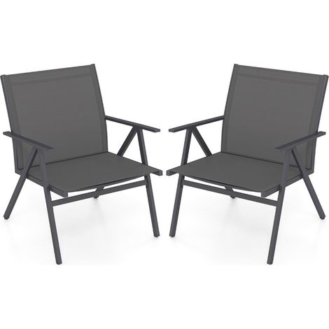 Set di 2 sedie da giardino da terrazza 67 x 61,5 x 78 cm comfort ergonomico design moderno tessuto grigio 200012425