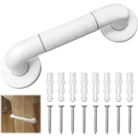Barres d'appui de bain avec poignée antidérapante et cercles lumineux de sécurité, poignée de bain, porte-serviettes avec tube intérieur en acier inoxydable, 30cm, pour personnes âgées (1/5)