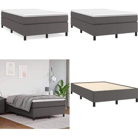 Boxspringbett mit Matratze Grau 120x190 cm Kunstleder - Boxspringbett - Betten - Doppelbett - Kunstlederbett - Schlafsofa - Home & Living (1/5)