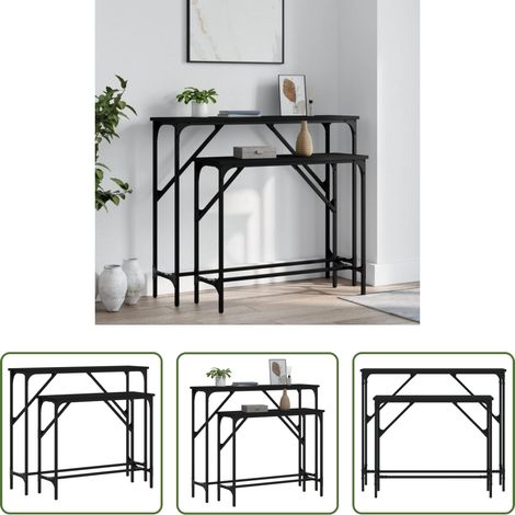 Bois d'ingénierie - Tables console 2 pcs noir bois d'ingénierie (1/5)