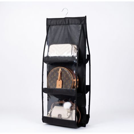 Sac suspendu de rangement pour sacs a main, non tisse noir, 6 (1/5)