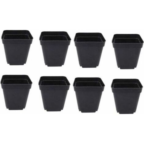 Lot de 50 seaux de semis noirs – Jardinières carrées en plastique – Petites jardinières d'intérieur et d'extérieur (noir/6,5 x 5 x 6,5 cm)