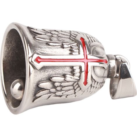 Motorrad-Exorzismusglocke aus Edelstahl, Windflügel, Engel und rotes Kreuz (exklusiv für Mexiko) (kein Muster verfügbar, derzeit in Entwicklung) (1/5)