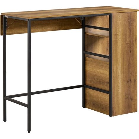 Sobuy – Table haute mange debout extensible pour petits espaces – Plateau ajustable 120 x 63 cm – Rangement intégré – FWT98PF