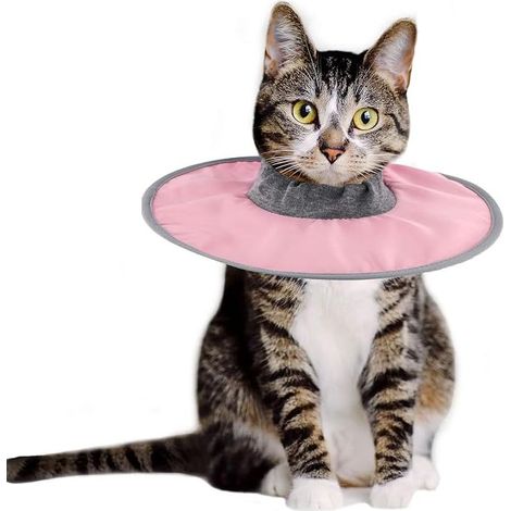 Adjustable Cat Recovery Collar, Waterproof Cat Protective Collar, Elizabethan Collar for Kittens and Puppies After Surgery to Stop Licking Wounds (Pink) (1/5)