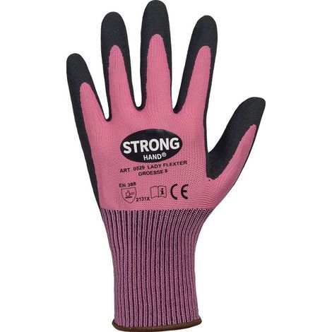 Guantes LADY FLEXTER Talla 6 rosa / negro EN 420 / EN 388 PSA II STRONGHAND (Pack de 12)