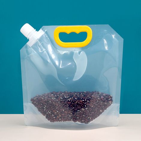Sac de conservation transparent pour céréales de 1,5 L, étanche à l'humidité, avec ventouse de transport. (1/5)