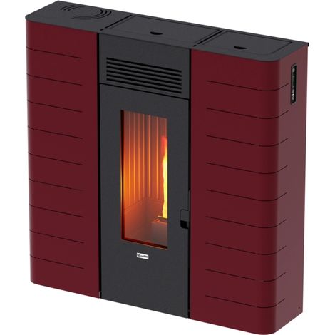 stufa a pellet slim canalizzata canadian stove "slim 12c" bordeaux 11,14 kw