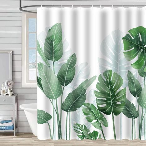 Rideau Douche 180x180 cm, Rideau de Douche Anti Moisissure, Imperméable Rideaux de Bain, Lavable Rideaux Douche pour Baignoire, Salle de Bain (1/4)