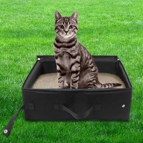 Bac À Litière Portable - Étanche - Pliable - Pour Voyage Et Voiture - Noir - 40 X 30 X 15 Cm - 1 Pièce (1/5)