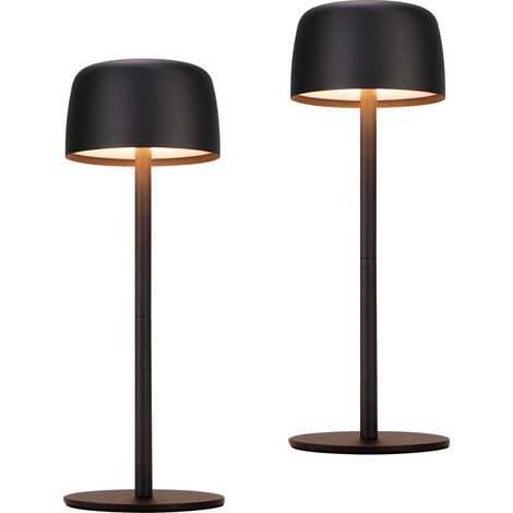 GBLY Lampade da tavolo a LED- senza fili 2ER - Lampada da tavolo touch dimmerabile con 3 temperature di colore, altezza regolabile, batteria ricaricabile tramite USB,  nera