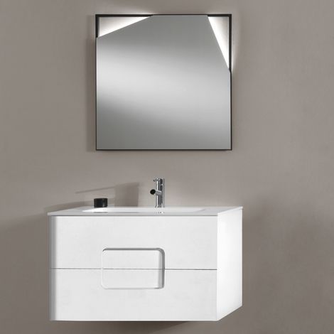 Mobile da bagno sospeso ARCO 80 cm Larice Bianco con specchio LED (1/5)