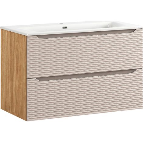 Mobile bagno con lavabo Elora beige e marrone 90cm (1/5)