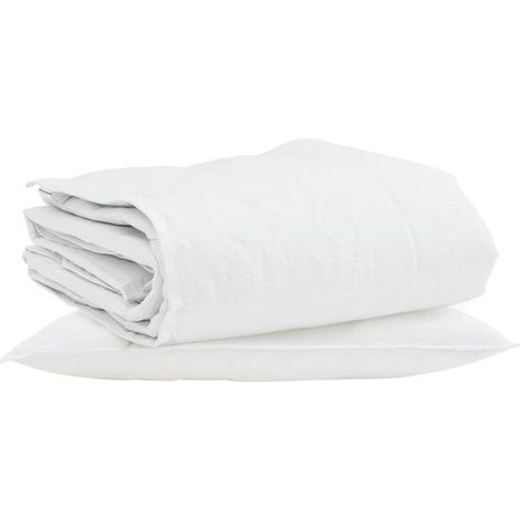 Ensemble de couette d'hiver en duvet de canard (taie d'oreiller incluse), 2 pièces, blanc (1/5)