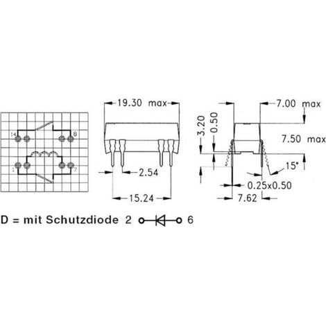Relais electronique Standexmeder electronics Relais Reed DIP-8 DIP05-2A72-21L 3205200021 2 NO (T) 5 V/DC 0.5 A 10 W 1 pc(s) (1/3)
