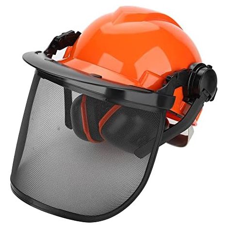 Casque Forestier de Sécurité pour Les Travaux de Type Forestier avec Protections Auditives et Visière en Maille d&39acier, Orange (1/5)