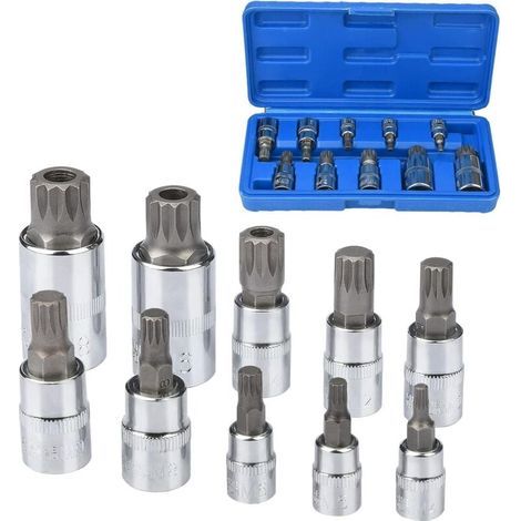 Coffret de 10 douilles multiprises M4 / M5 / M6 / M8 / M9 / M10 / M12 / M14 / M16 / M18, douille mâle Torx (1/5)