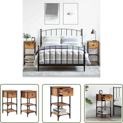 Schubladen - Nachttisch mit Schubladen 2 pcs Braun 33,5 x 36 x 70 cm (1/5)