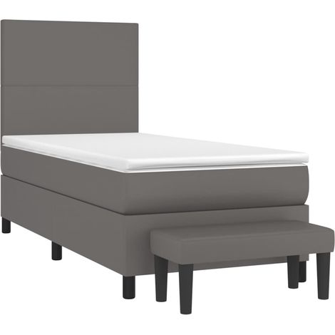 Sommier à lattes de lit avec matelas Gris 80x200 cm Similicuir vidaXL (1/5)