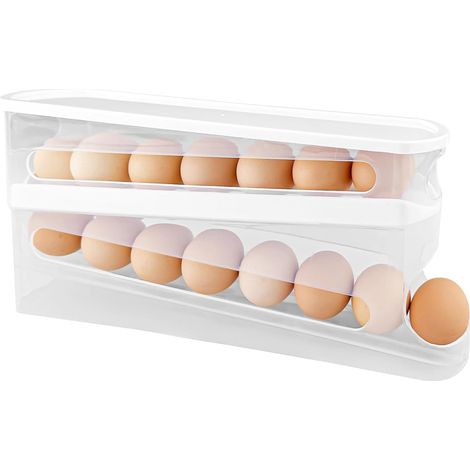 Automatischer 2-stufiger Eierspender für 12–14 große Eier, für Kühlschrank/Küche/Schränke