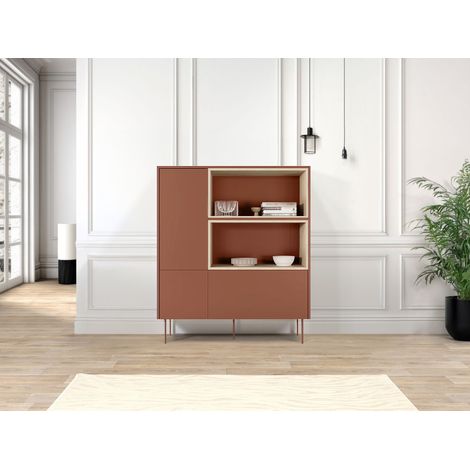 BOBOCHIC - Buffet haut 2 portes 120 cm ATLAS avec niches Rouge (1/5)