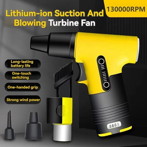 Souffleur turbo sans fil 7,4 V 3000 mAh – moteur brushless 130 000 RPM – 3 niveaux de vitesse – fonction double usage souffler et aspirer