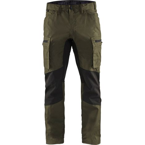 Pantalon de travail stretch 1459 - Vert kaki/Noir XL - FR(50) - SE(C56) - Courtes (1/5)