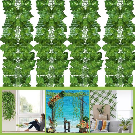 SWANEW Edera artificiale 36pz - l. 2,4m - Siepe artificiale - Ghirlanda di edera artificiale - Decorazione del giardino (1/5)
