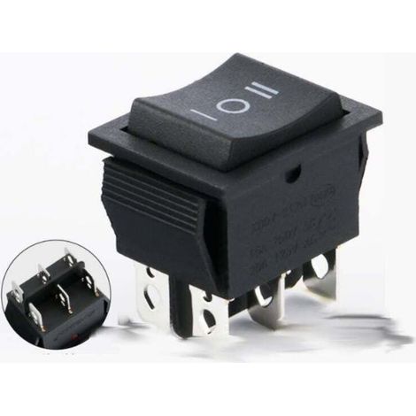 Interrupteur à bascule ON/OFF/ON, DPDT 6 broches Interrupteur à 6 bornes 16A 250VAC Noir (1/3)