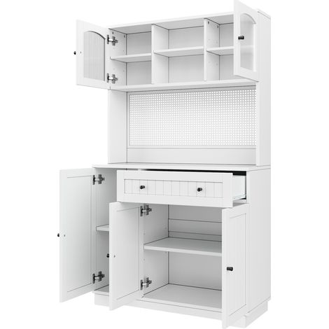Vitrinenschrank Hochschrank mit Lochblech und verstellbaren Böden 103,5x40x180 cm Weiß (1/5)
