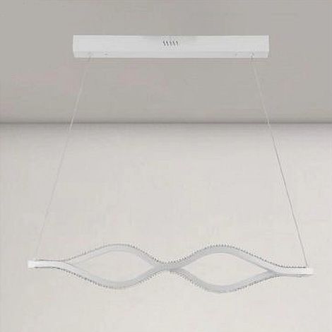 TRADE SHOP - Lampadario A Sospensione Led 58 W Onda Infinito Cristallo Ondulato Bianco 32125 -