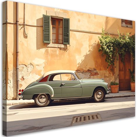 Impression sur Toile, Italie Toscane rue et vieille voiture,30x20 (1/4)