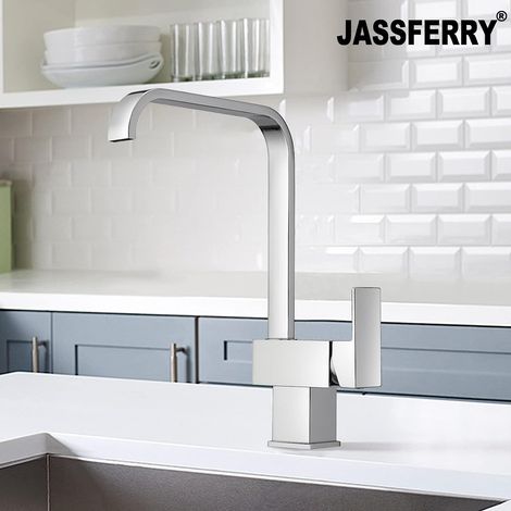 JASSFERRY Italian Designer Rectangle Lever Kitchen Sink Mixer Tap Chrome Monobloc Brass (1/5)