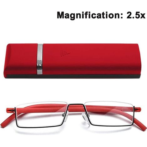1 Paire Lunettes de lecture demi-monture légères, verres clairs, étui portable, pour homme et femme (1/5)