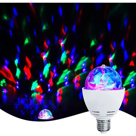 Lampe de fête LED, ampoule LED multicolore 3W à rotation automatique, effet disco, compatible avec toutes les lampes à douille E27, blanche (1/5)